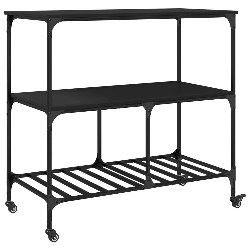 Chariot de cuisine noir 100x50x95 cm bois d'ingénierie - XIOS