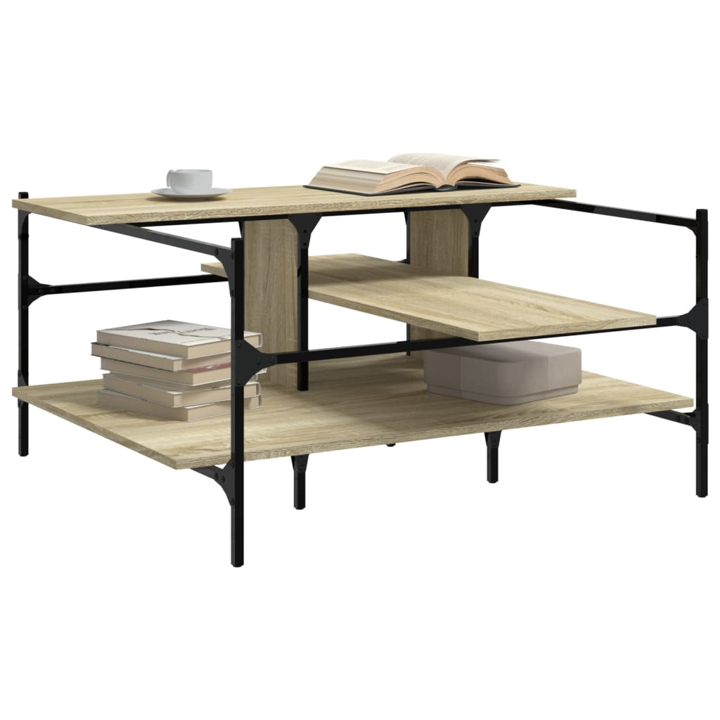 Table basse chêne sonoma 100x100x48,5 cm bois d'ingénierie - XIOS