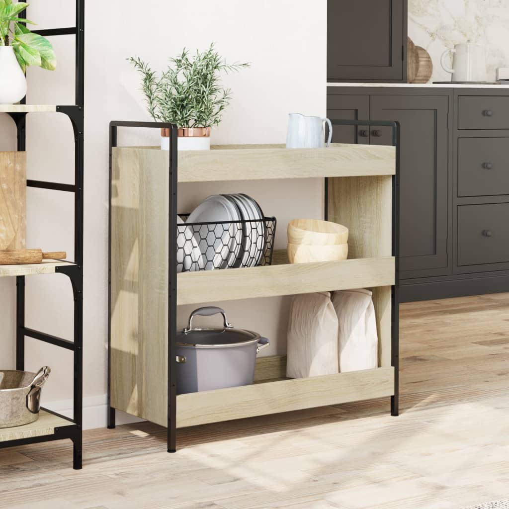 Chariot de cuisine chêne sonoma 70x30x82 cm bois d'ingénierie