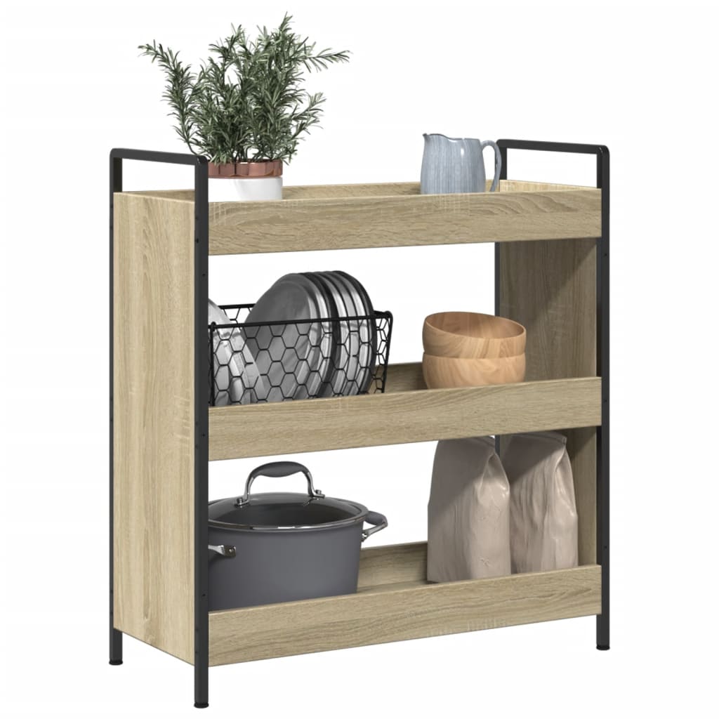 Chariot de cuisine chêne sonoma 70x30x82 cm bois d'ingénierie