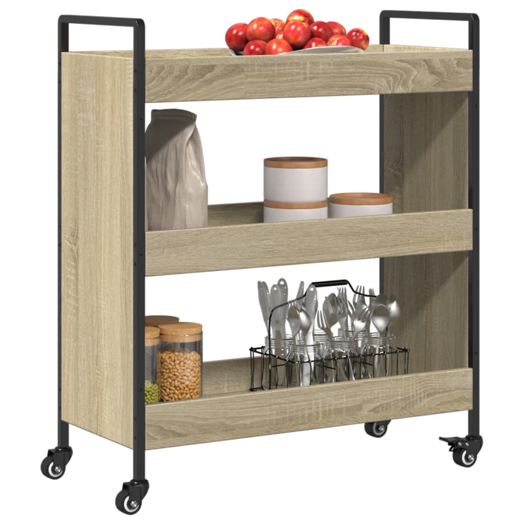 Chariot de cuisine chêne sonoma 70x30x82 cm bois d'ingénierie