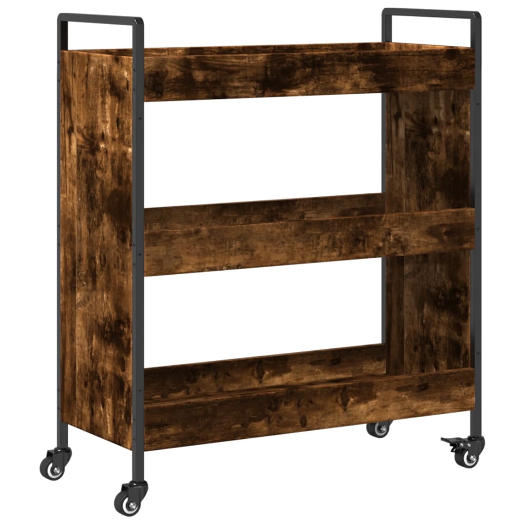 Chariot de cuisine chêne fumé 70x30x82 cm bois d'ingénierie