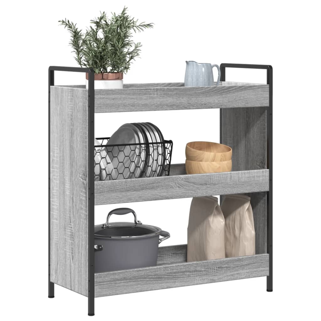 Chariot de cuisine sonoma gris 70x30x82 cm bois d'ingénierie - XIOS
