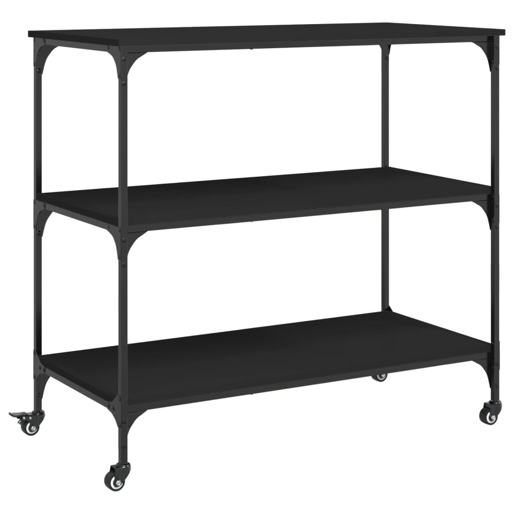 Chariot de cuisine noir 102x50x95 cm bois d'ingénierie - XIOS