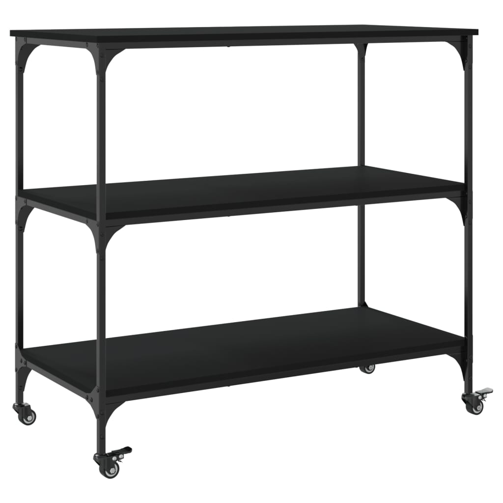 Chariot de cuisine noir 102x50x95 cm bois d'ingénierie - XIOS