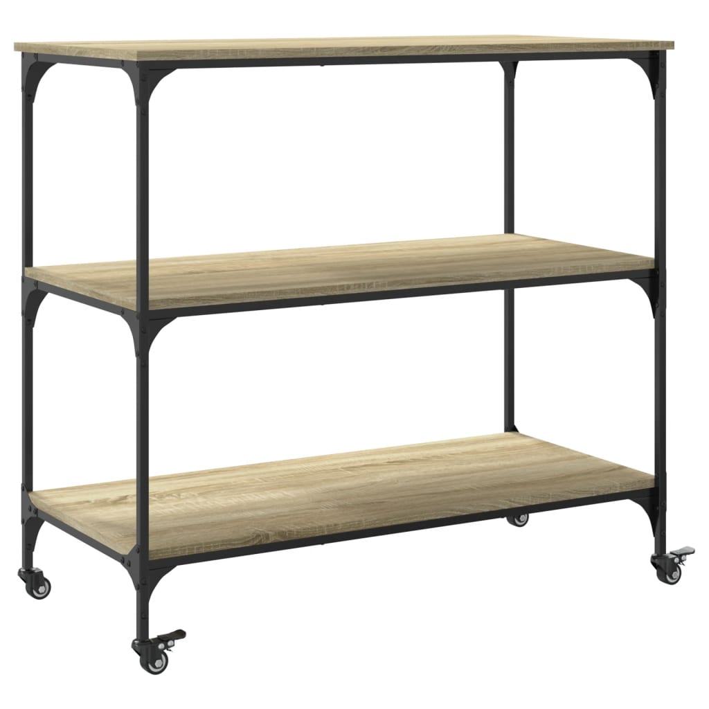 Chariot de cuisine chêne sonoma 102x50x95 cm bois d'ingénierie