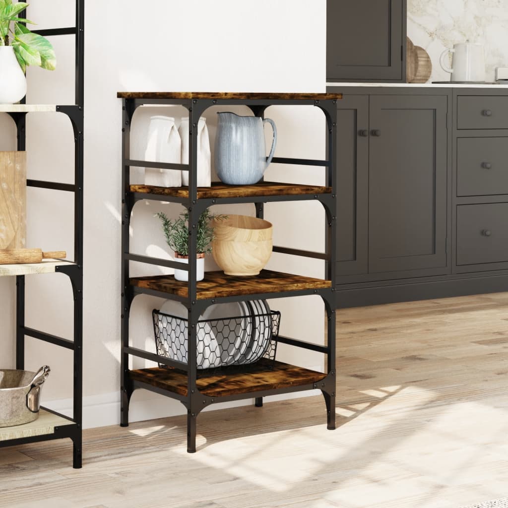 Chariot de cuisine chêne fumé 45x35x89,5 cm bois d'ingénierie - XIOS