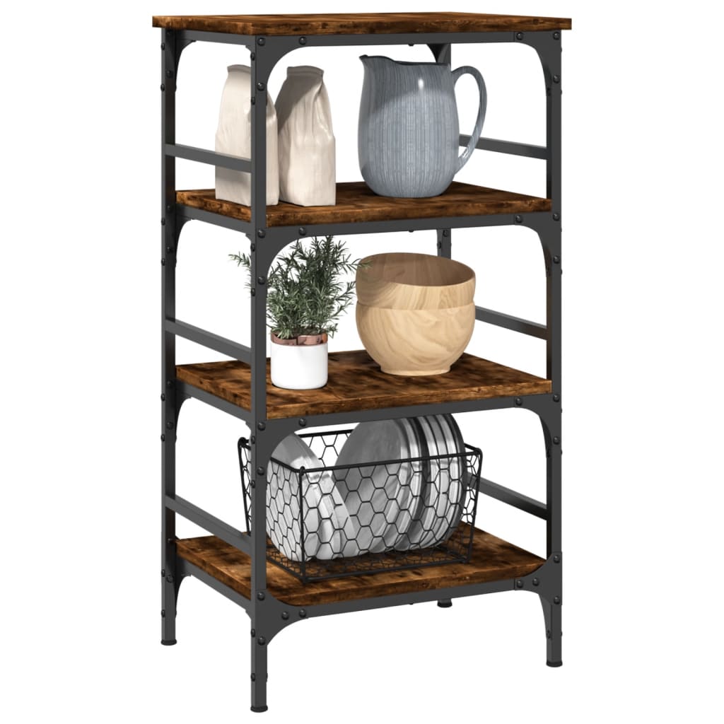 Chariot de cuisine chêne fumé 45x35x89,5 cm bois d'ingénierie - XIOS