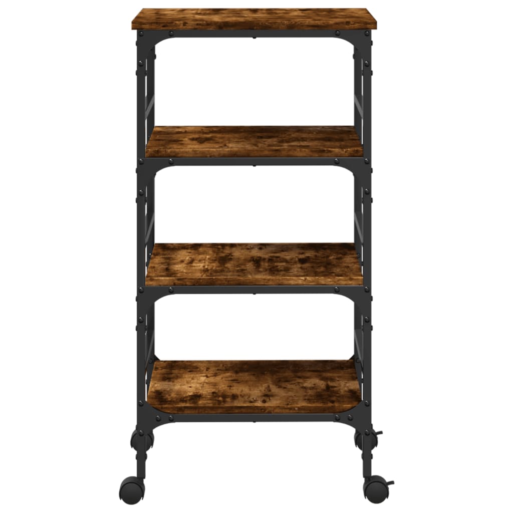 Chariot de cuisine chêne fumé 45x35x89,5 cm bois d'ingénierie - XIOS