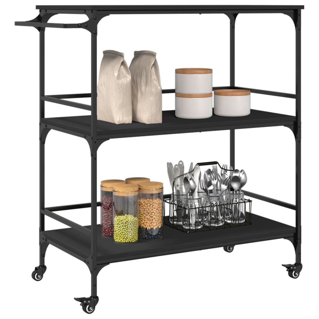 Chariot de cuisine noir 100,5x50x105 cm bois d'ingénierie - XIOS