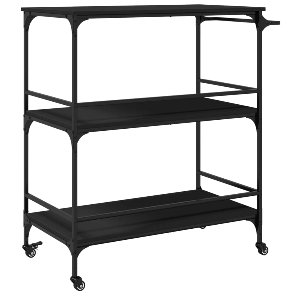 Chariot de cuisine noir 100,5x50x105 cm bois d'ingénierie - XIOS