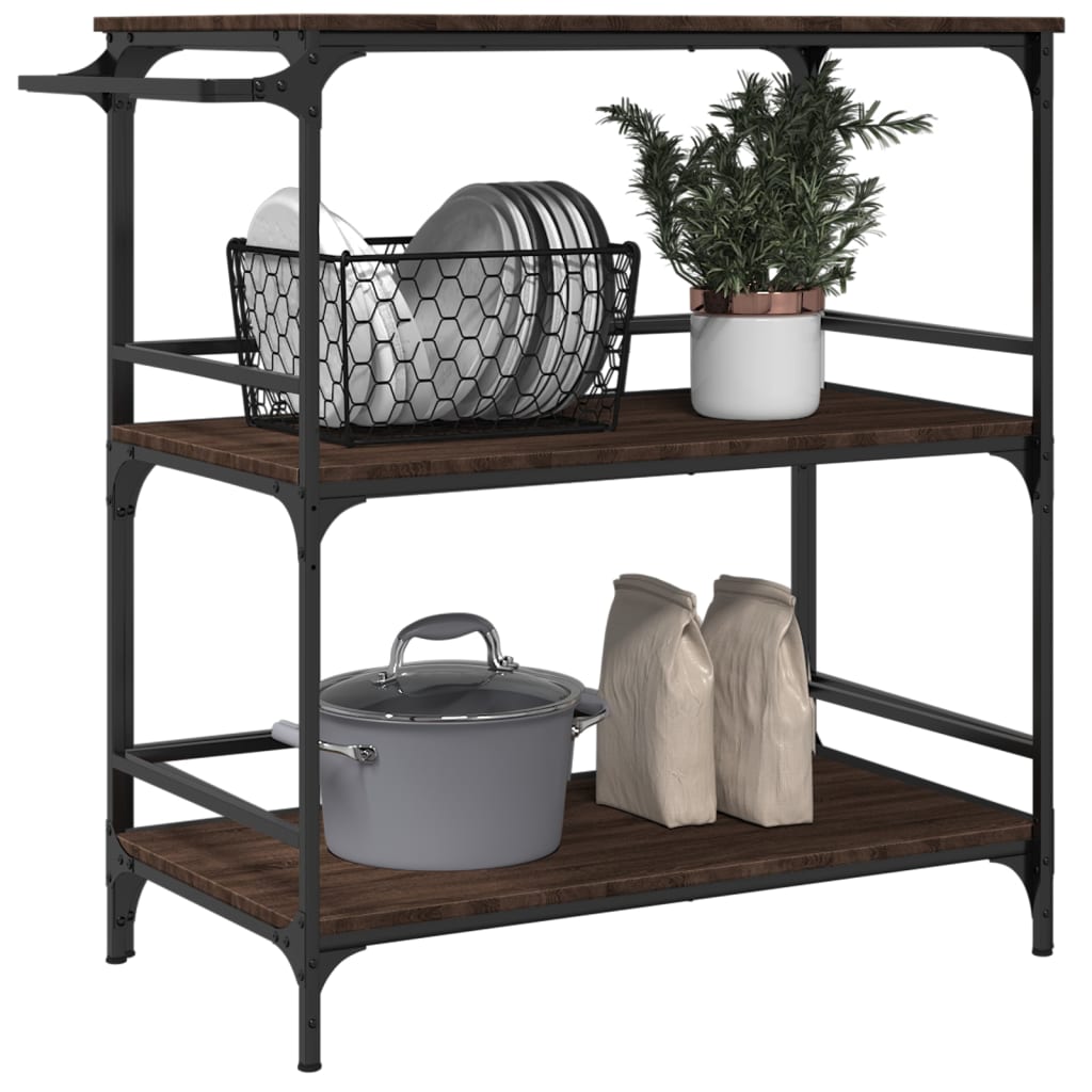 Chariot cuisine chêne marron 100,5x50x105 cm bois d'ingénierie - XIOS