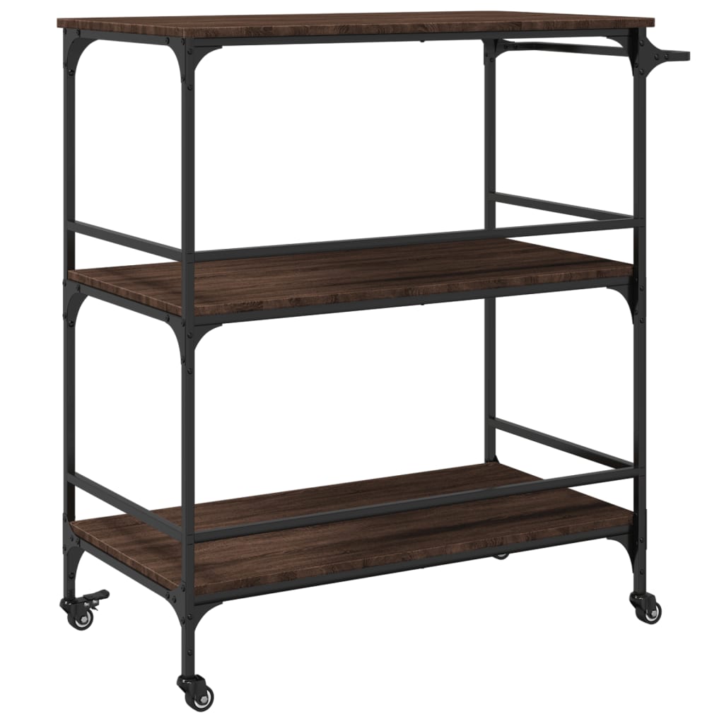 Chariot cuisine chêne marron 100,5x50x105 cm bois d'ingénierie - XIOS