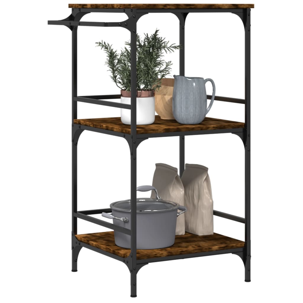 Chariot de cuisine chêne fumé 60,5x50x105 cm bois d'ingénierie - XIOS