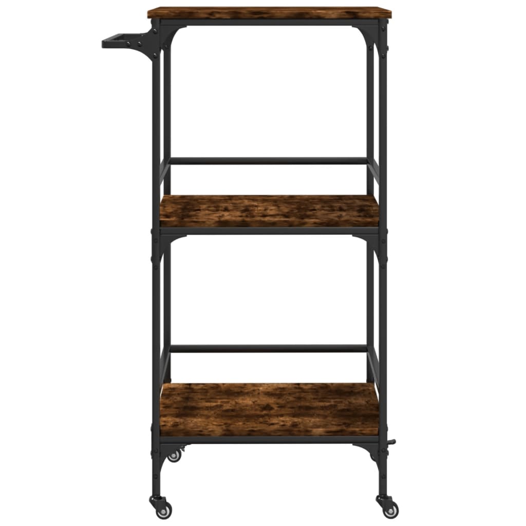 Chariot de cuisine chêne fumé 60,5x50x105 cm bois d'ingénierie - XIOS