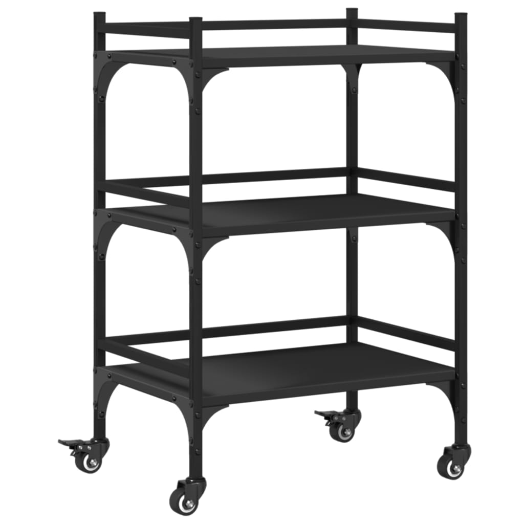 Chariot de cuisine noir 50x35x75,5 cm bois d'ingénierie - XIOS