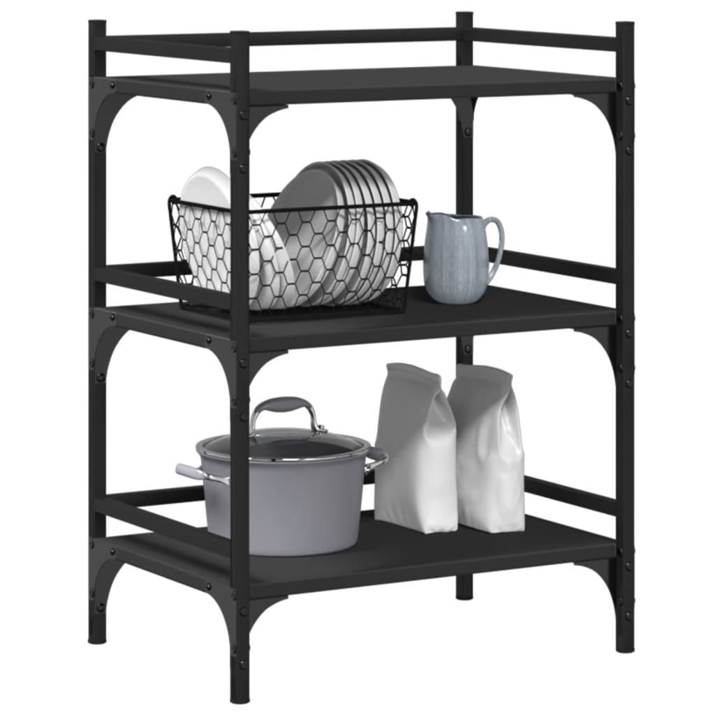 Chariot de cuisine noir 50x35x75,5 cm bois d'ingénierie - XIOS