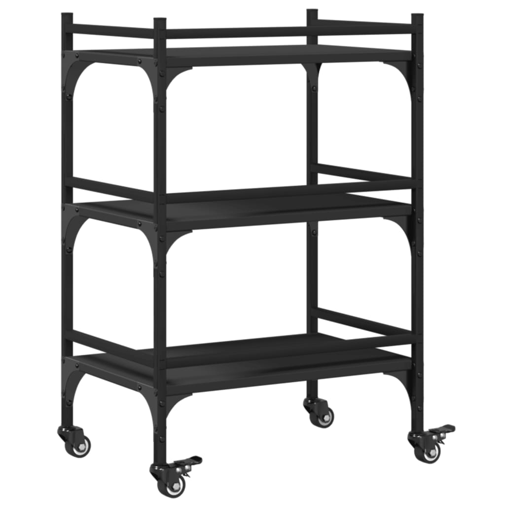 Chariot de cuisine noir 50x35x75,5 cm bois d'ingénierie - XIOS