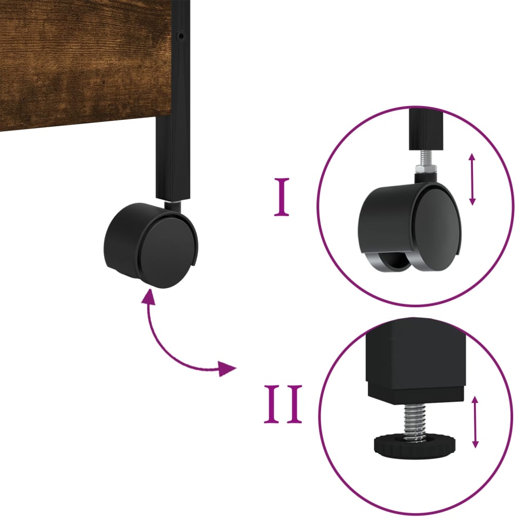 Chariot de cuisine chêne fumé 50x30x70 cm bois d'ingénierie - XIOS