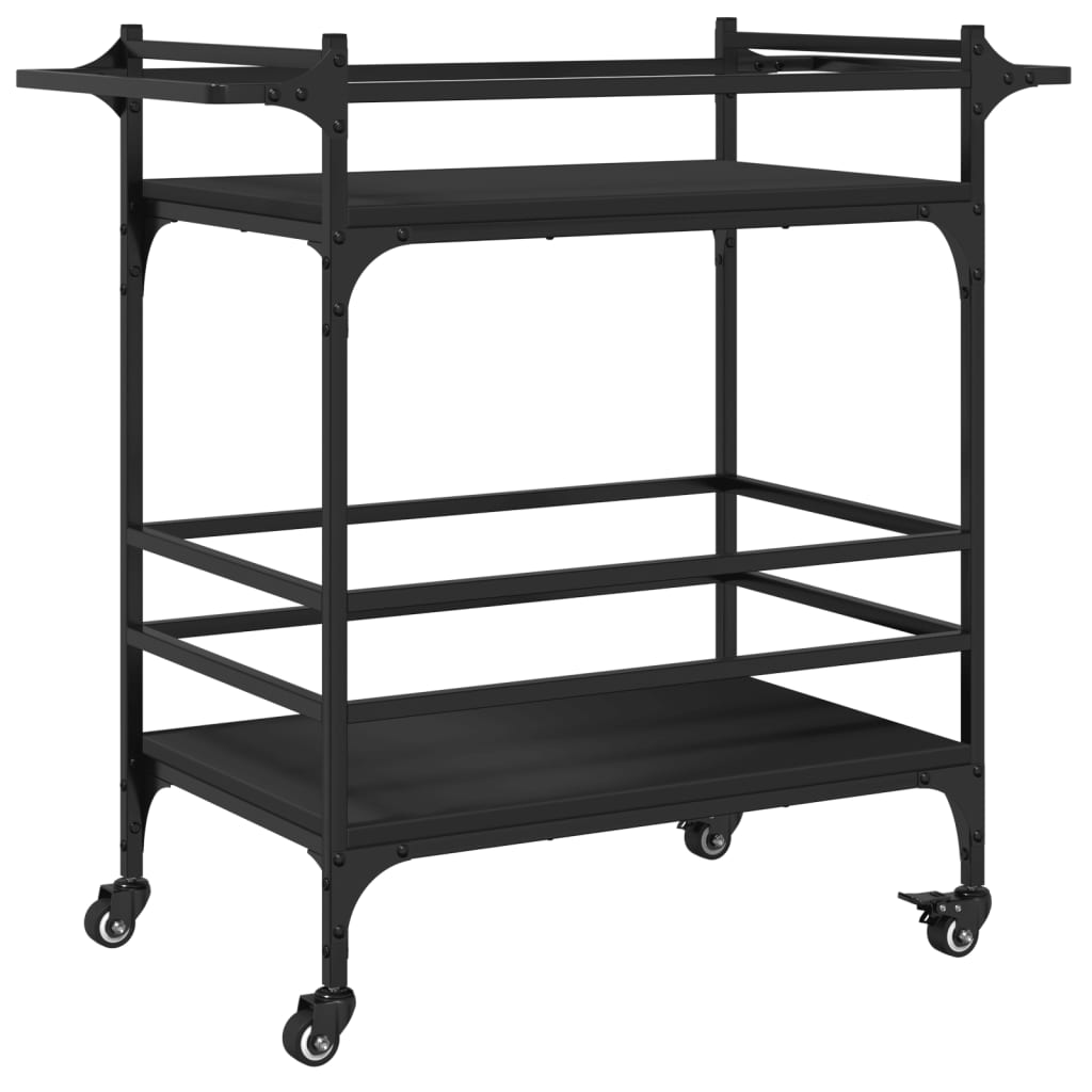 Chariot de cuisine noir 82x40x78,5 cm bois d'ingénierie - XIOS