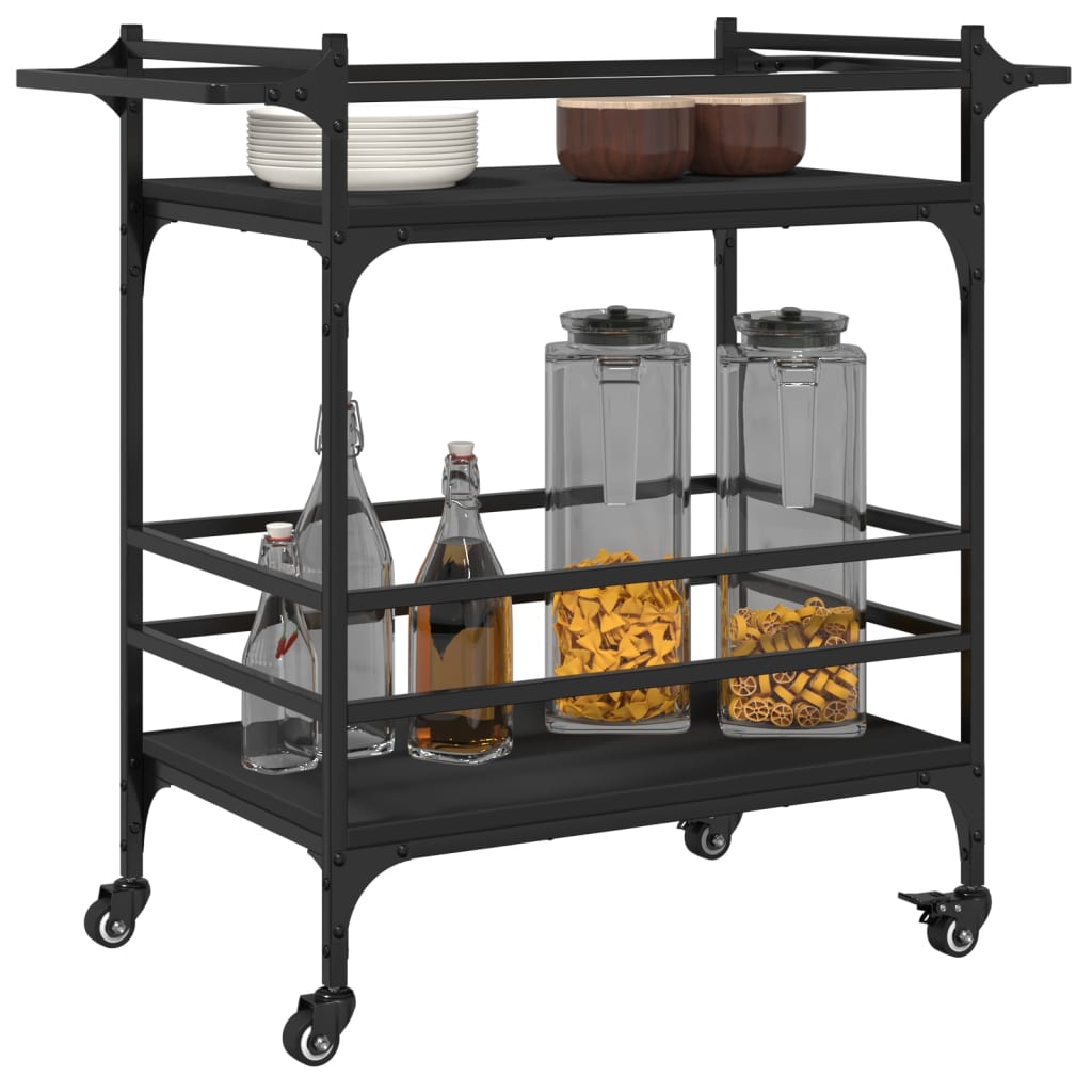Chariot de cuisine noir 82x40x78,5 cm bois d'ingénierie - XIOS