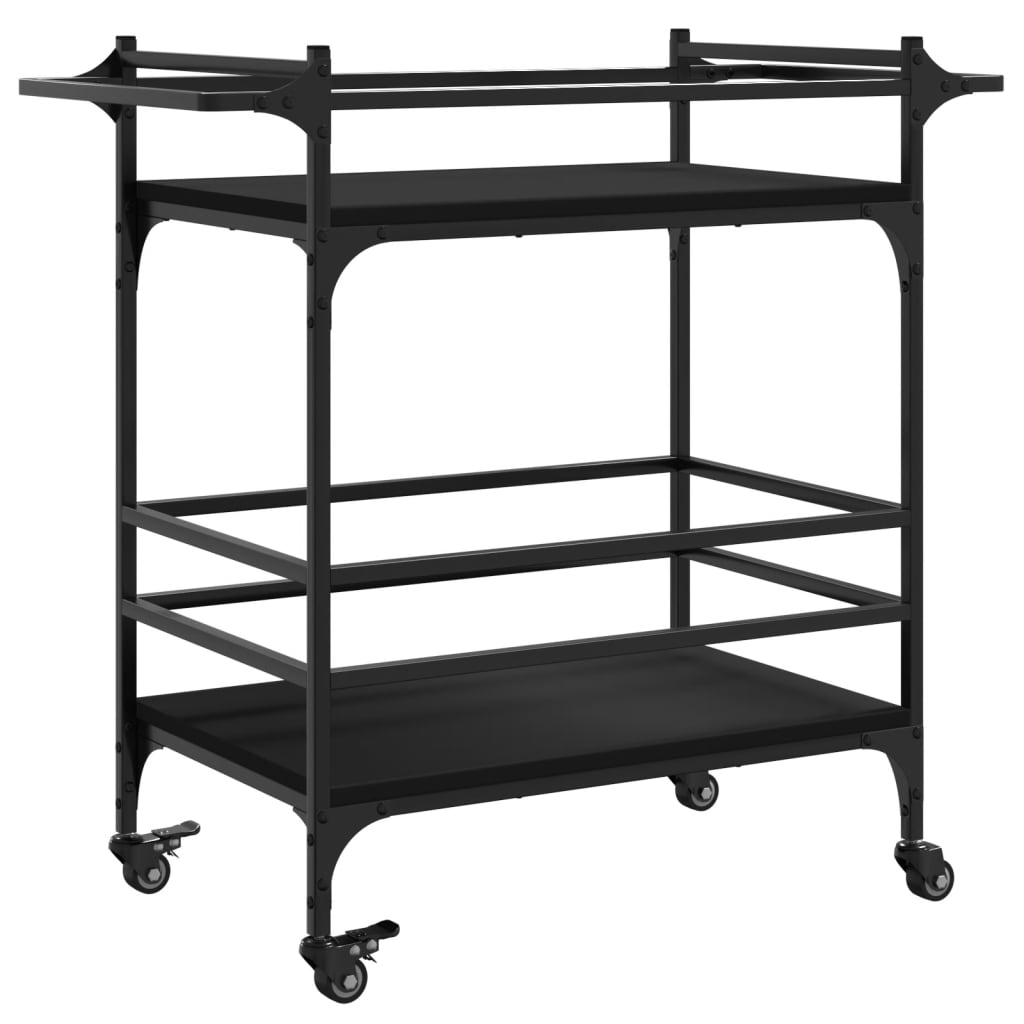 Chariot de cuisine noir 82x40x78,5 cm bois d'ingénierie - XIOS
