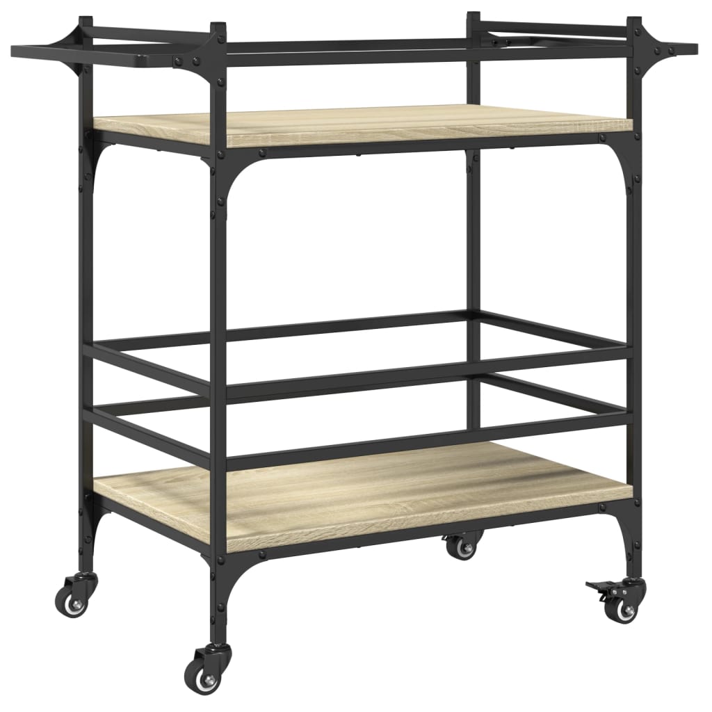 Chariot de cuisine chêne sonoma 82x40x78,5 cm bois d'ingénierie - XIOS