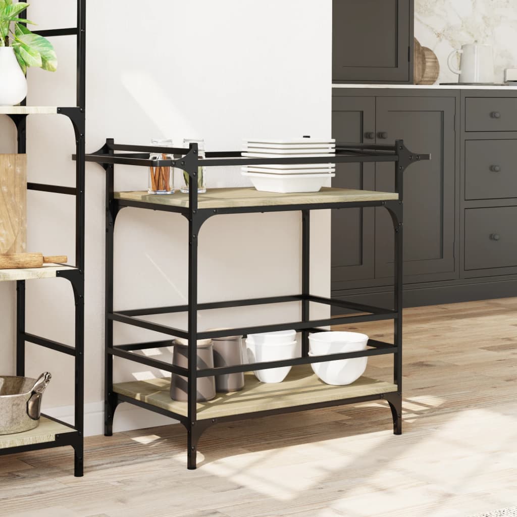 Chariot de cuisine chêne sonoma 82x40x78,5 cm bois d'ingénierie - XIOS