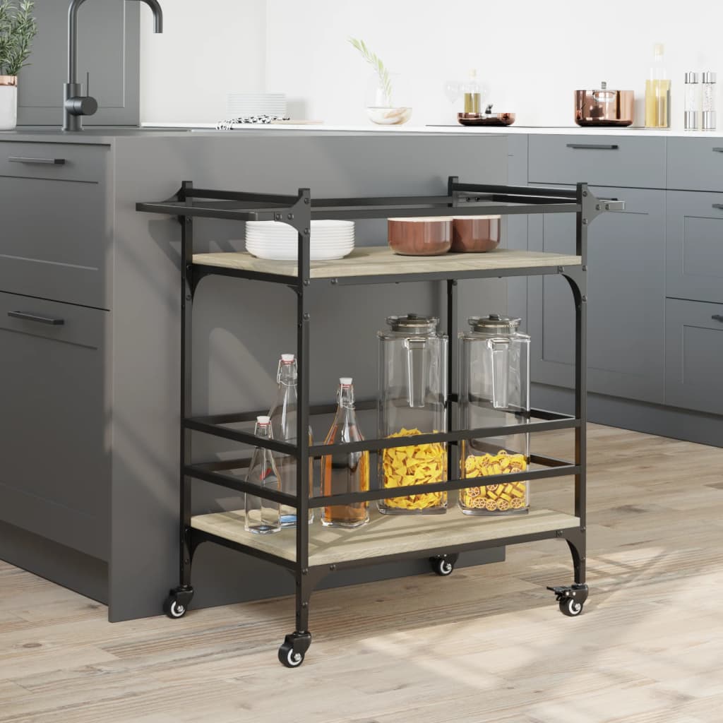 Chariot de cuisine chêne sonoma 82x40x78,5 cm bois d'ingénierie - XIOS
