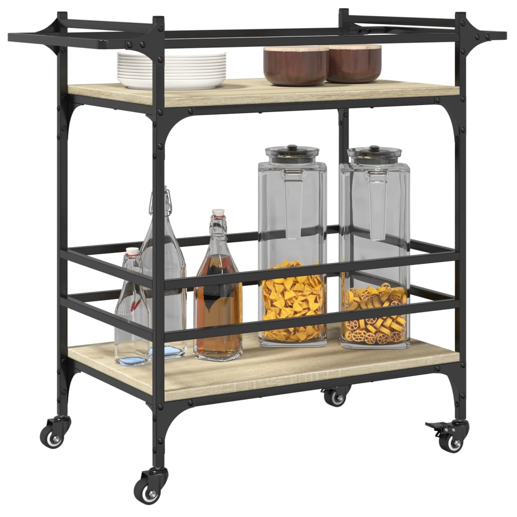 Chariot de cuisine chêne sonoma 82x40x78,5 cm bois d'ingénierie - XIOS