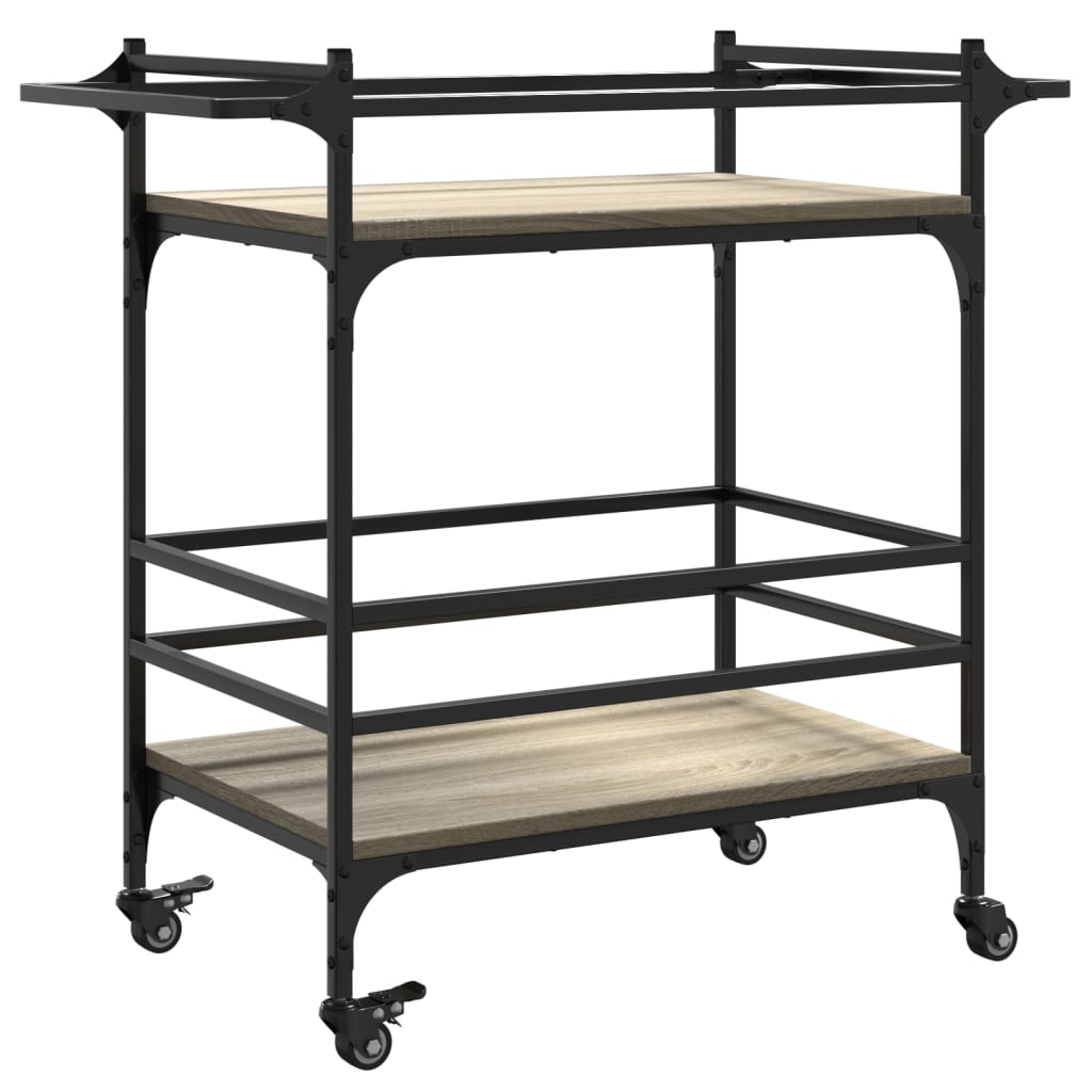Chariot de cuisine chêne sonoma 82x40x78,5 cm bois d'ingénierie - XIOS
