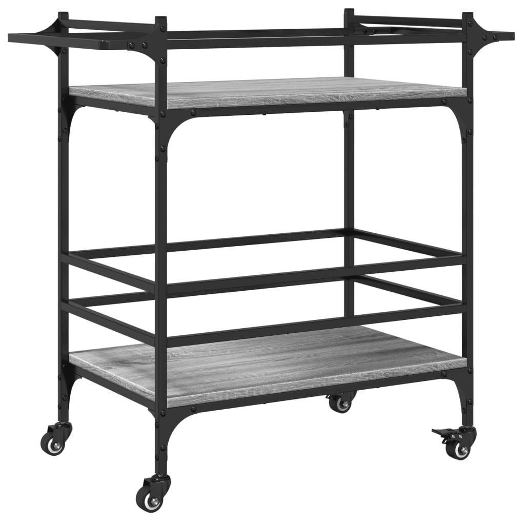 Chariot de cuisine sonoma gris 82x40x78,5 cm bois d'ingénierie - XIOS