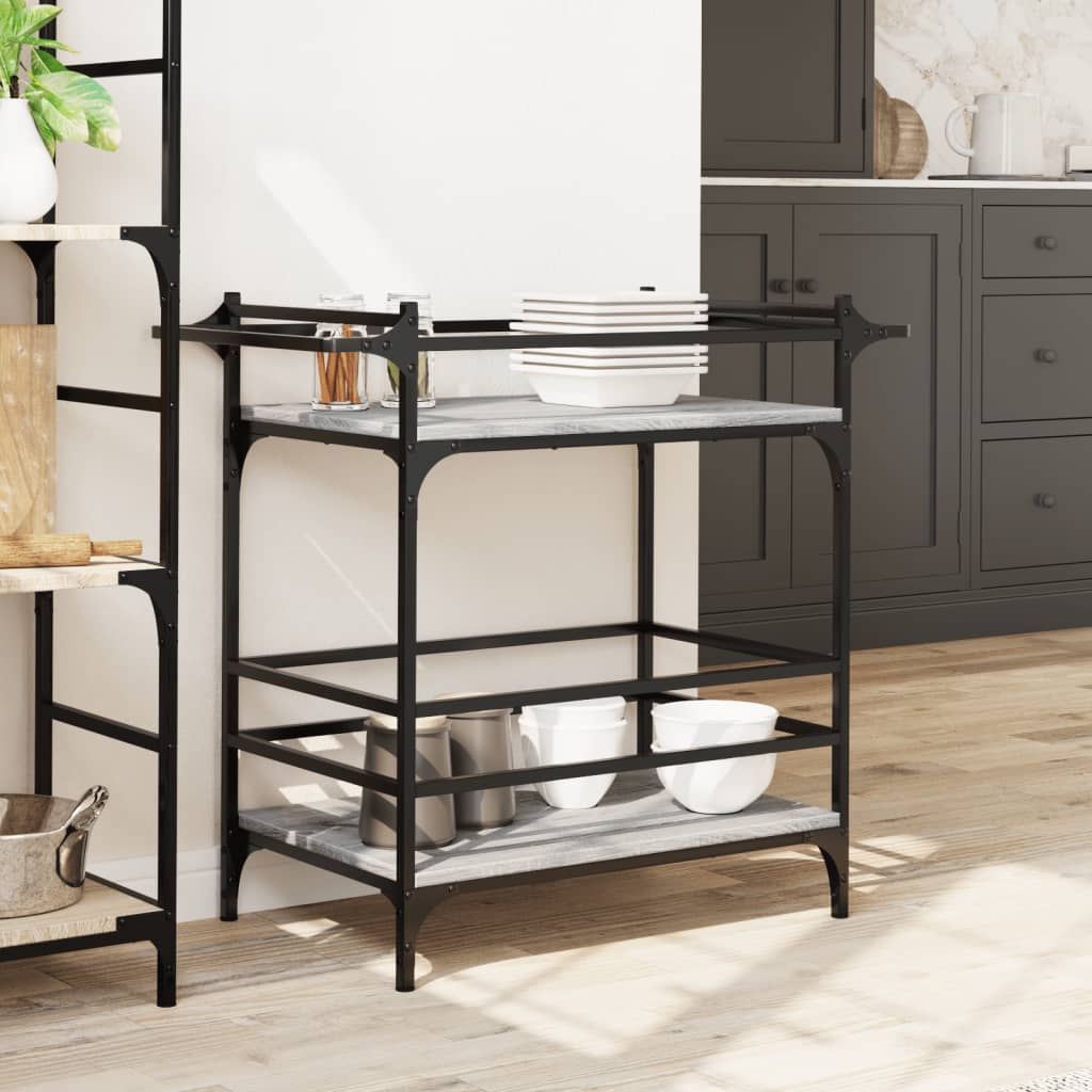 Chariot de cuisine sonoma gris 82x40x78,5 cm bois d'ingénierie - XIOS