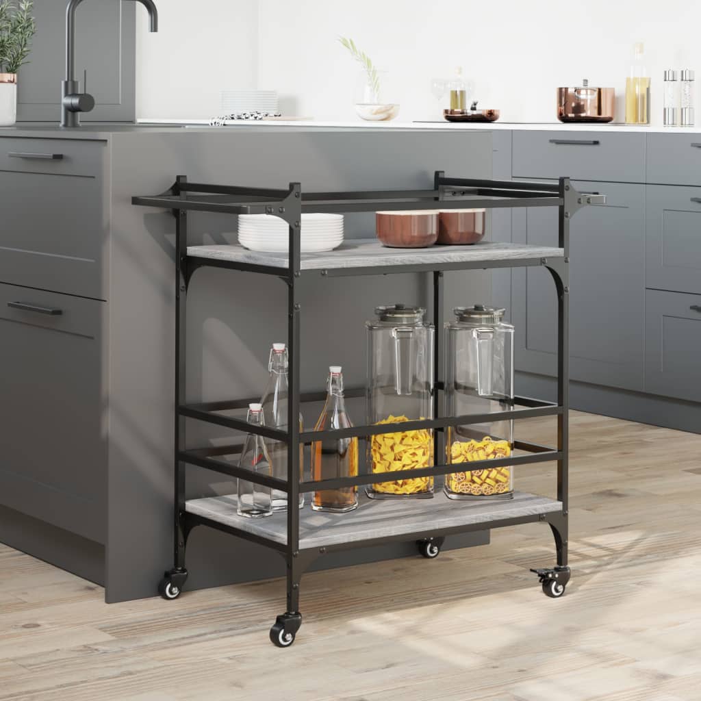 Chariot de cuisine sonoma gris 82x40x78,5 cm bois d'ingénierie - XIOS