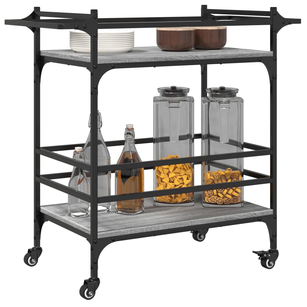 Chariot de cuisine sonoma gris 82x40x78,5 cm bois d'ingénierie - XIOS