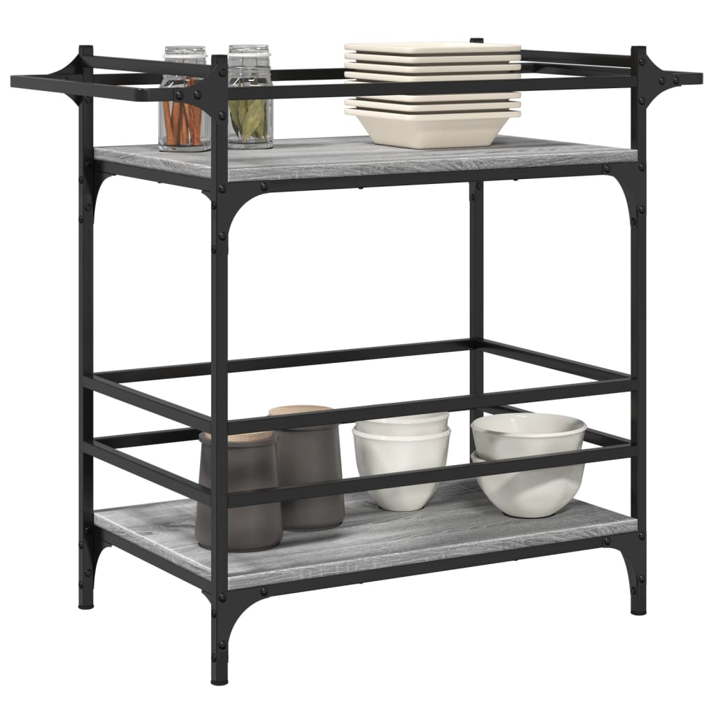 Chariot de cuisine sonoma gris 82x40x78,5 cm bois d'ingénierie - XIOS