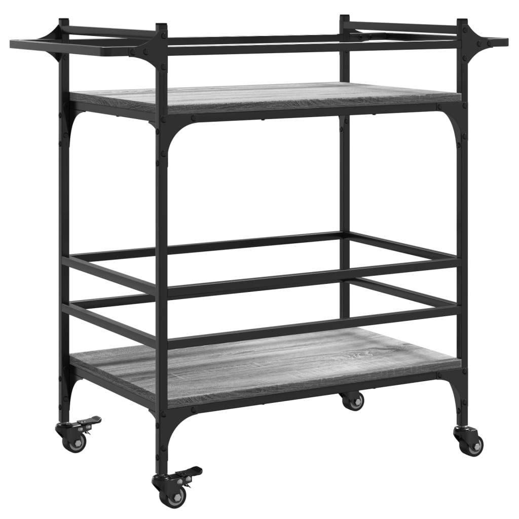 Chariot de cuisine sonoma gris 82x40x78,5 cm bois d'ingénierie - XIOS