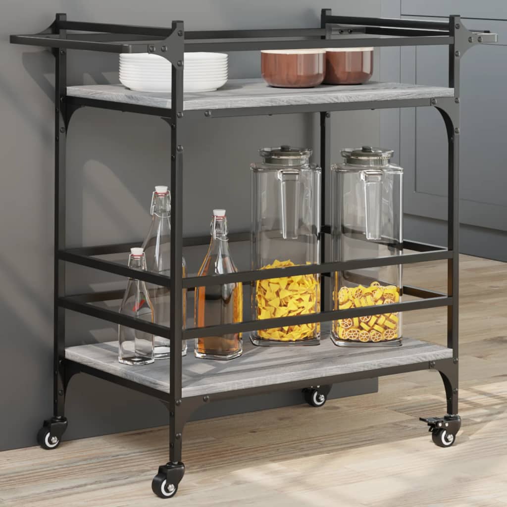 Chariot de cuisine sonoma gris 82x40x78,5 cm bois d'ingénierie - XIOS
