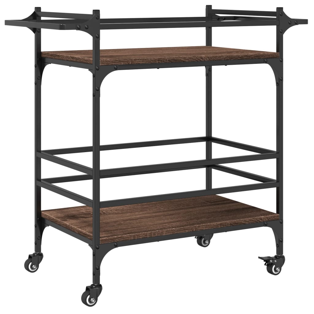 Chariot de cuisine chêne marron 82x40x78,5 cm bois d'ingénierie - XIOS