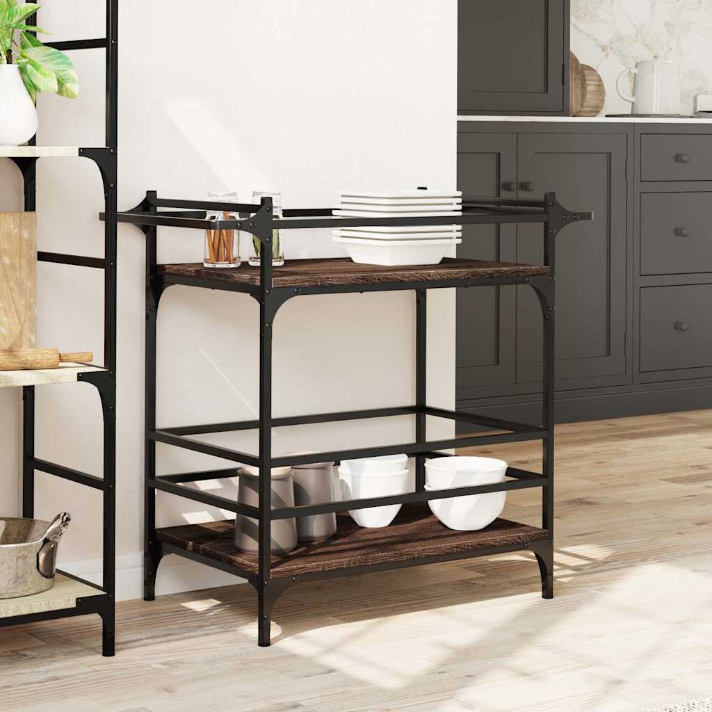 Chariot de cuisine chêne marron 82x40x78,5 cm bois d'ingénierie - XIOS