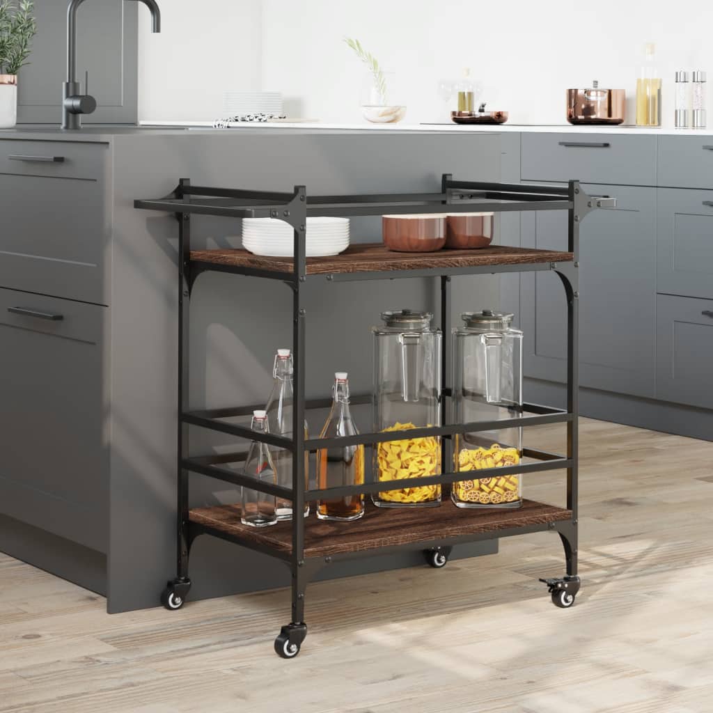 Chariot de cuisine chêne marron 82x40x78,5 cm bois d'ingénierie - XIOS