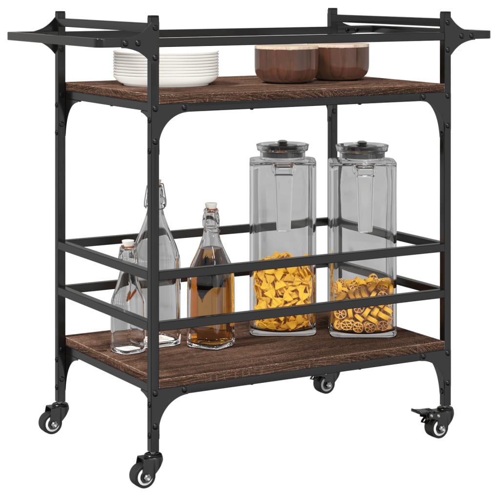 Chariot de cuisine chêne marron 82x40x78,5 cm bois d'ingénierie - XIOS