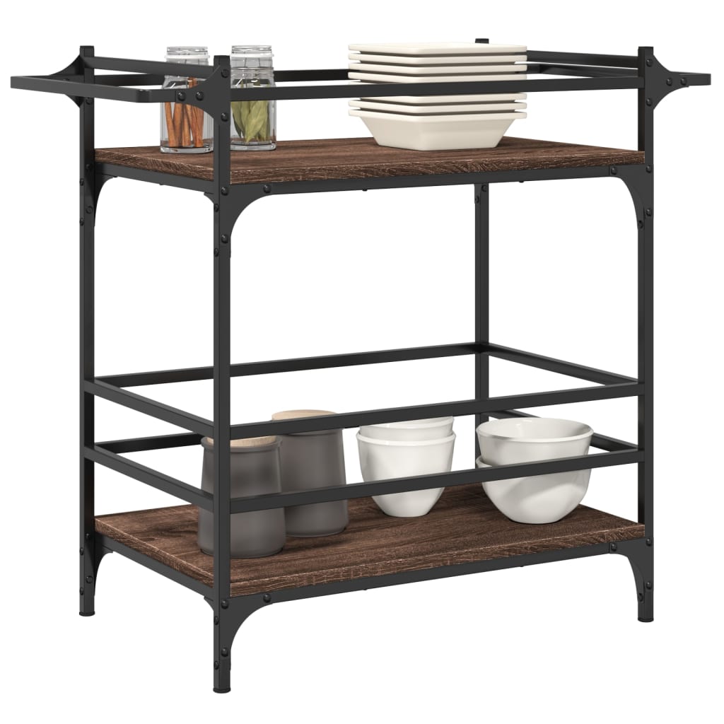 Chariot de cuisine chêne marron 82x40x78,5 cm bois d'ingénierie - XIOS