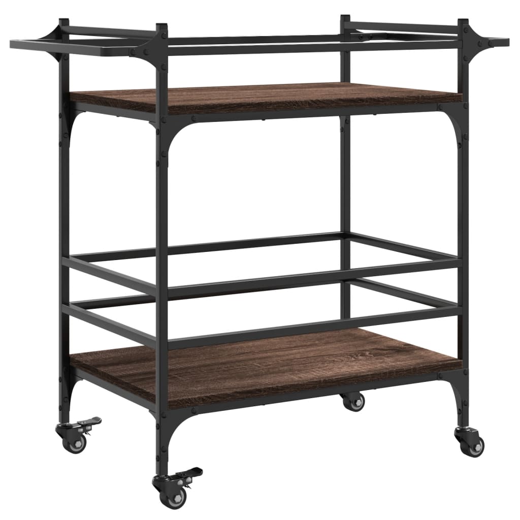 Chariot de cuisine chêne marron 82x40x78,5 cm bois d'ingénierie - XIOS