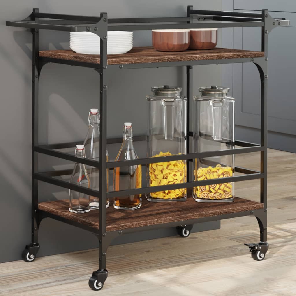 Chariot de cuisine chêne marron 82x40x78,5 cm bois d'ingénierie - XIOS