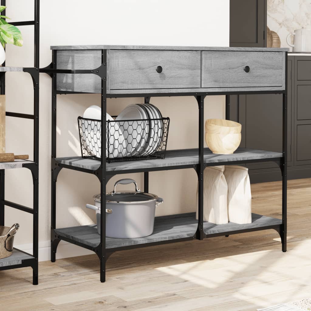 Chariot de cuisine sonoma gris 105x42x95 cm bois d'ingénierie - XIOS