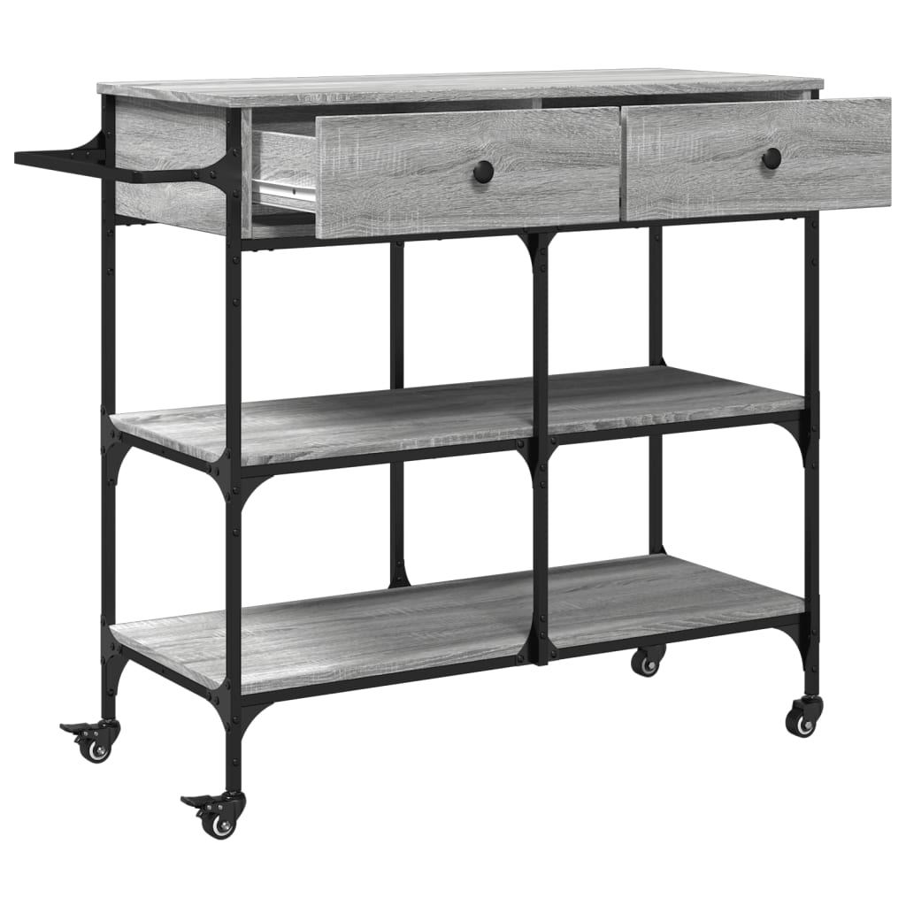 Chariot de cuisine sonoma gris 105x42x95 cm bois d'ingénierie - XIOS