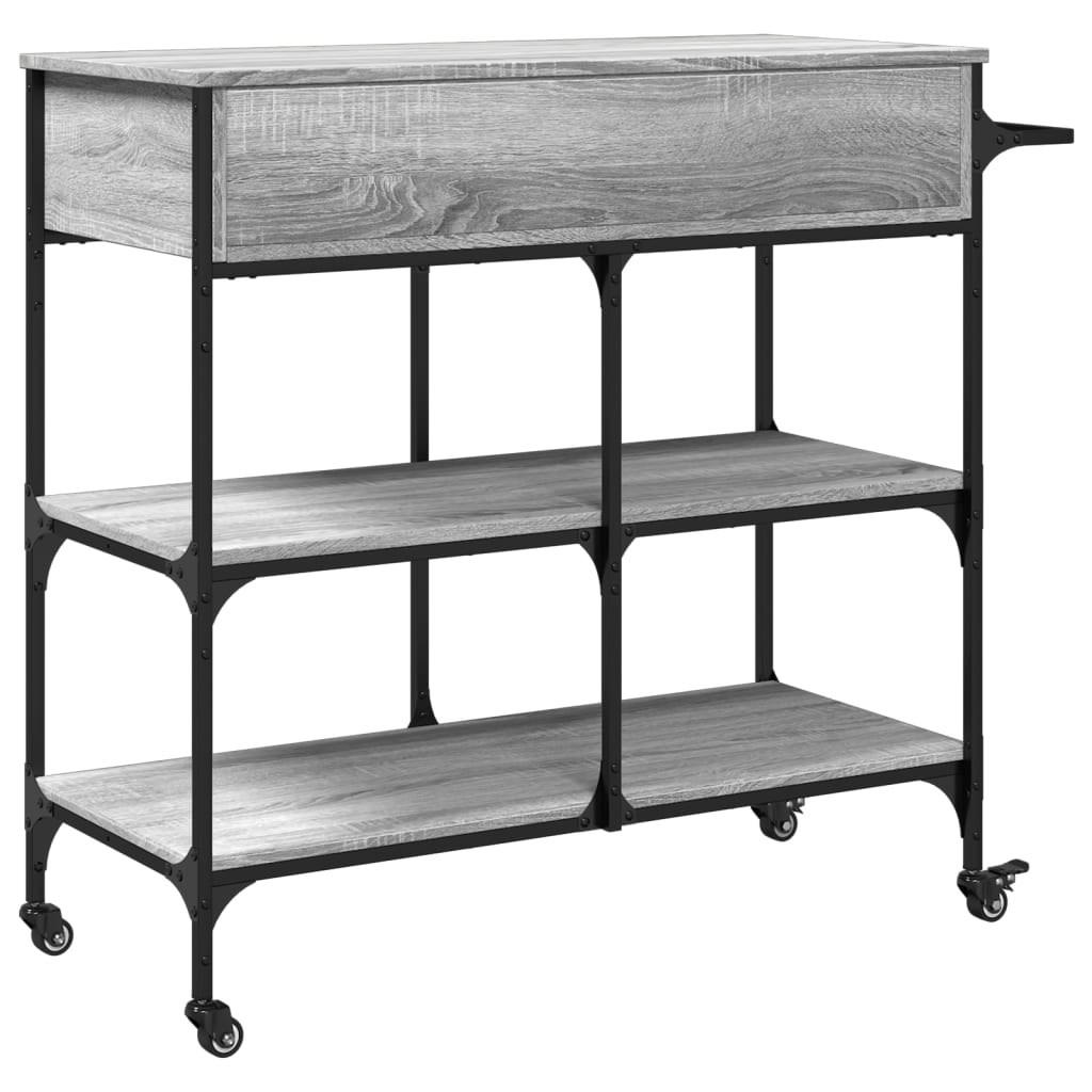 Chariot de cuisine sonoma gris 105x42x95 cm bois d'ingénierie - XIOS