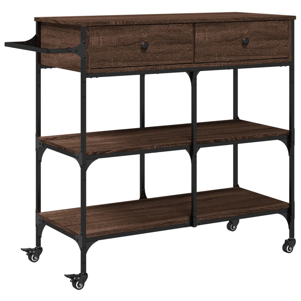 Chariot de cuisine chêne marron 105x42x95 cm bois d'ingénierie - XIOS