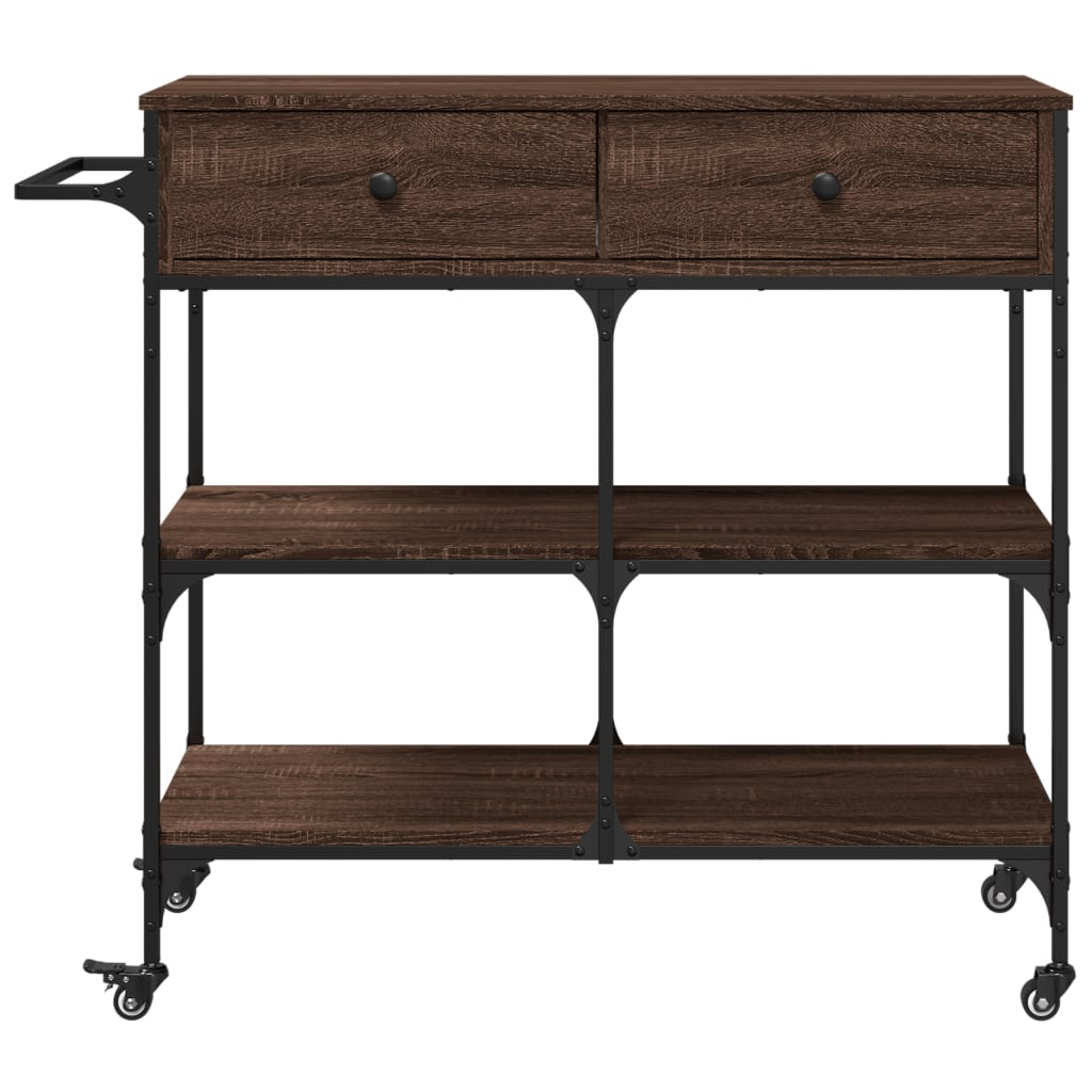 Chariot de cuisine chêne marron 105x42x95 cm bois d'ingénierie - XIOS